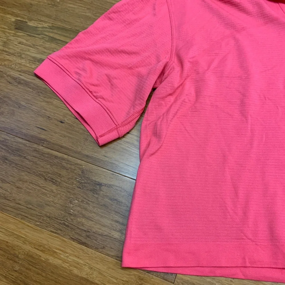 Lululemon Womens Polo Shirt Size 6 Short Sleeve Coral Activewear Top Cropped Tee